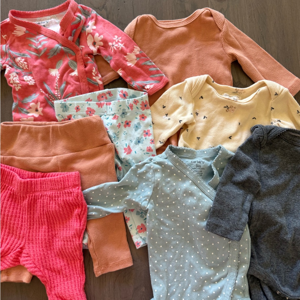 Carter's Kids Long Sleeve Shirt Set - Floral, Polka Dot, and Solid Colors